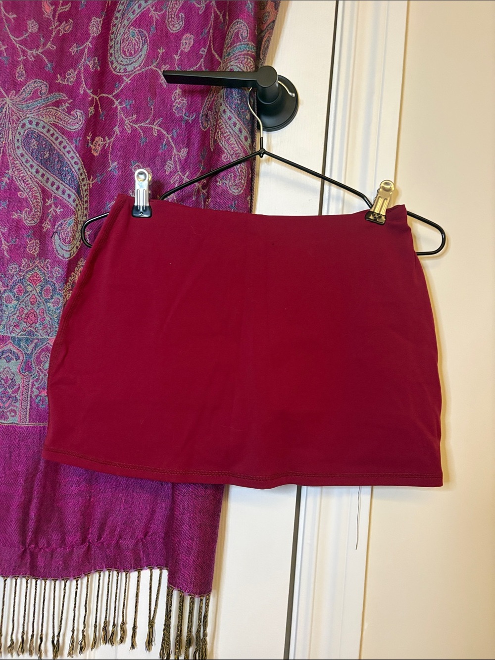 Garage Wine Red Stretch Mini Skirt with Shorts